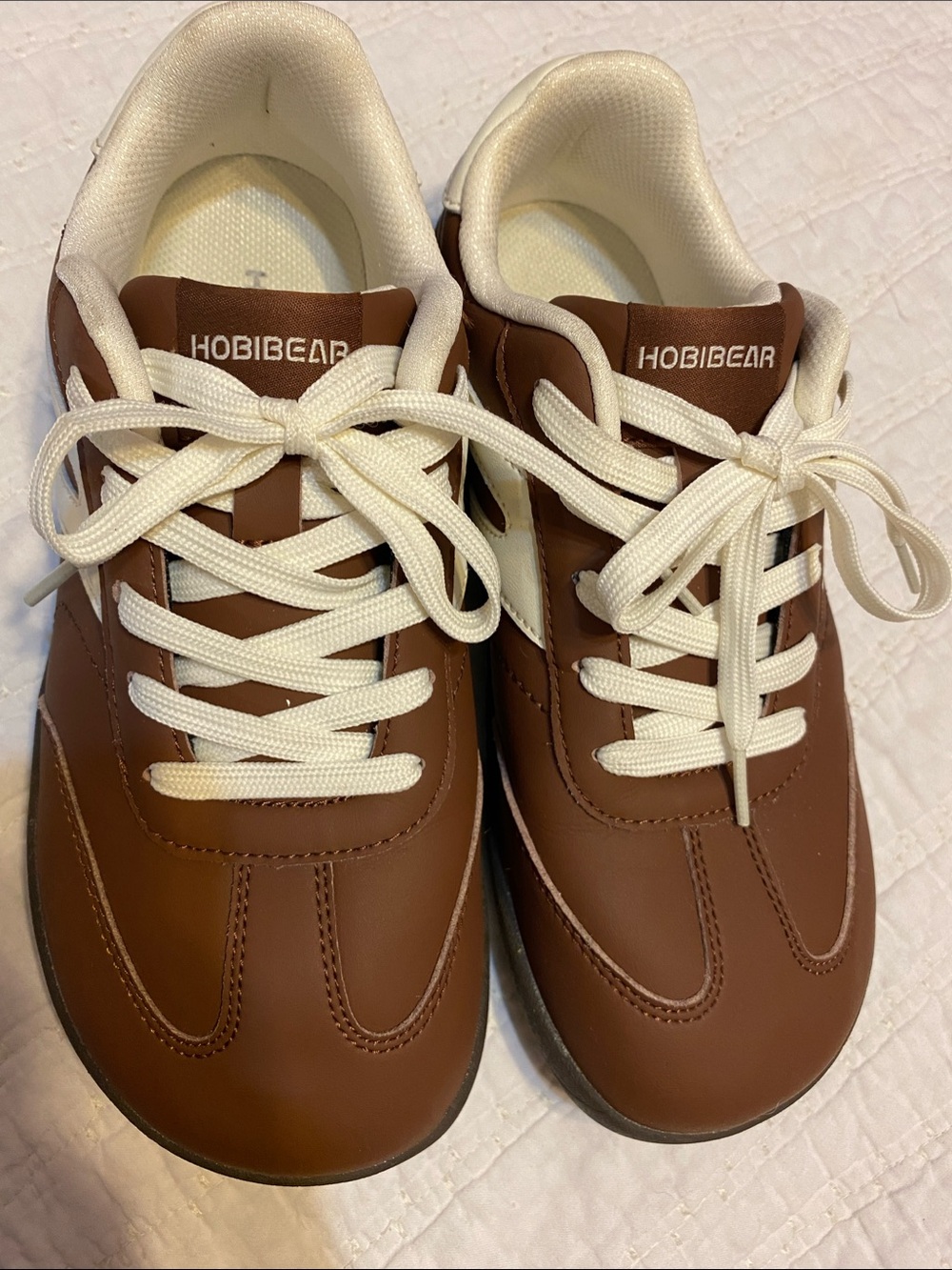 Women’s Brown and White Lace-Up Sneakers